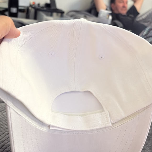 White Men's Cap with Orange Logo - Picture 4 of 5